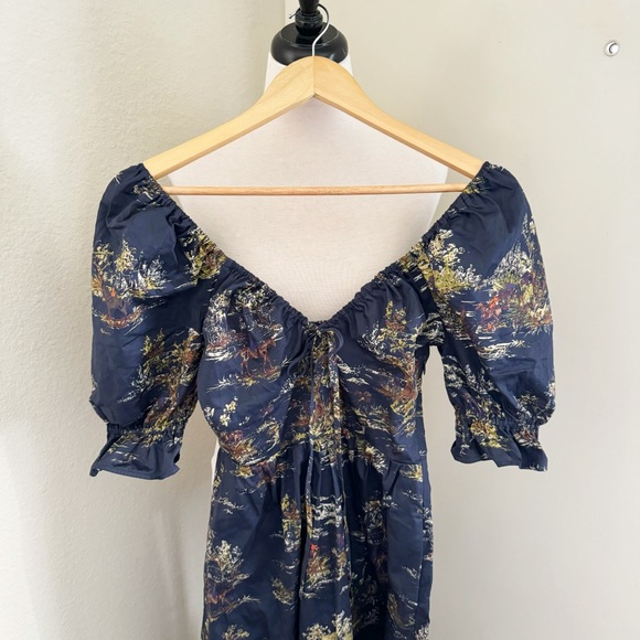Hill House The Ophelia Nap Dress in Navy Equestrian Toile XS - Picture 9 of 14